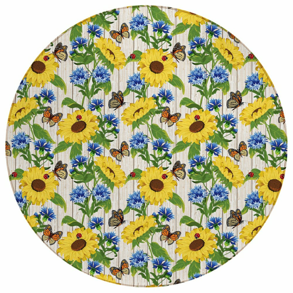 Kendall Sunflowers Polyester Area Rug | Plow & Hearth