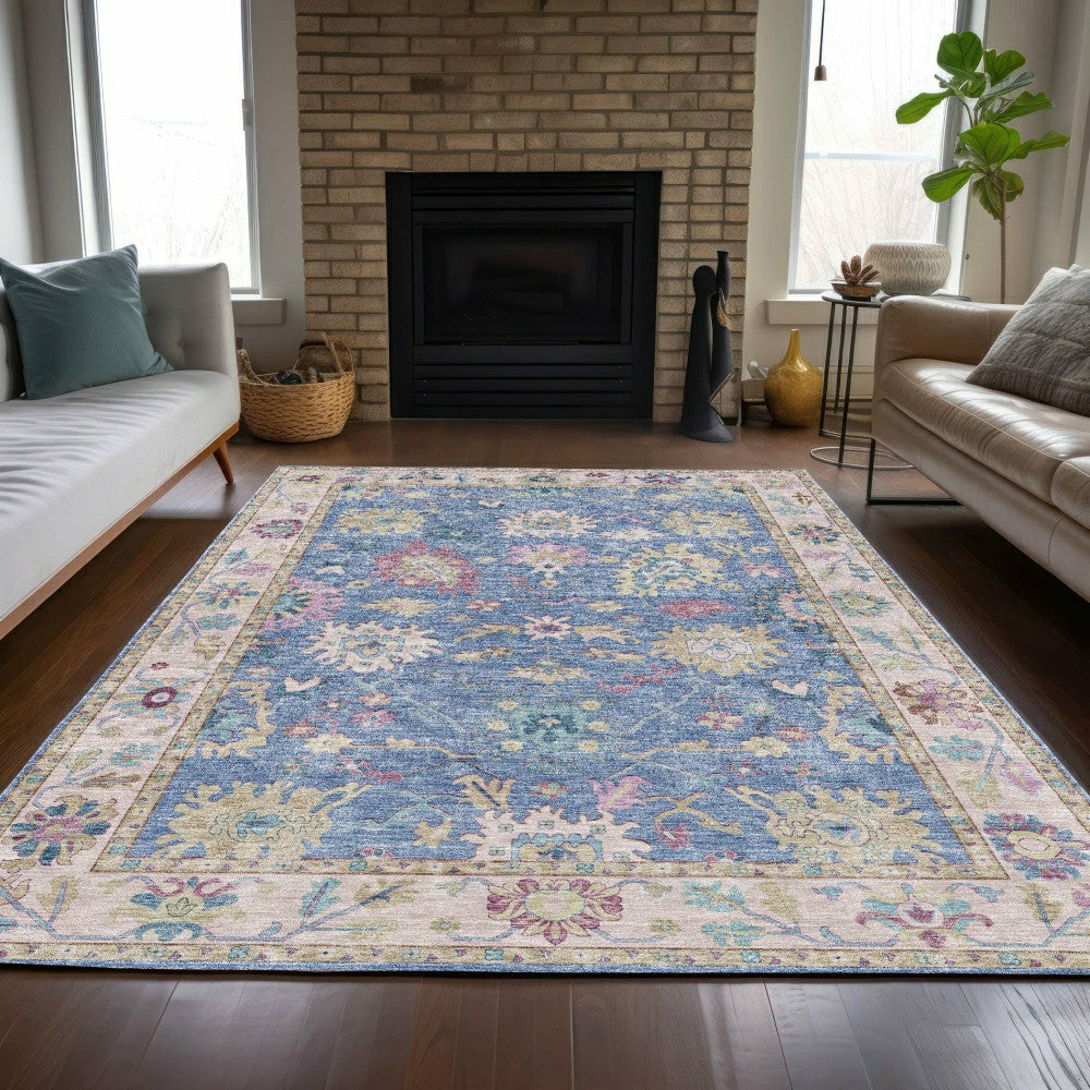 Hatay Blue Polyester Rug | Plow & Hearth
