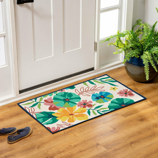 Vibrant Flowers Indoor/Outdoor Hooked Rug 24"x42" | Plow & Hearth