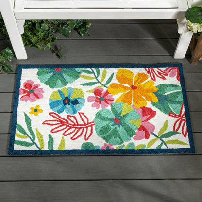 Vibrant Flowers Indoor/Outdoor Hooked Rug 24"x42" | Plow & Hearth