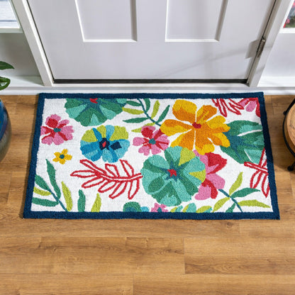 Vibrant Flowers Indoor/Outdoor Hooked Rug 24"x42" | Plow & Hearth