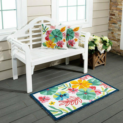 Vibrant Flowers Indoor/Outdoor Hooked Rug 24"x42" | Plow & Hearth