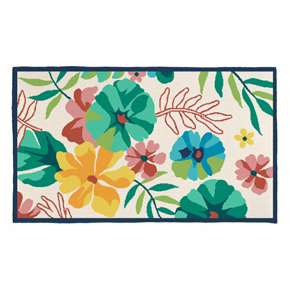 Vibrant Flowers Indoor/Outdoor Hooked Rug 24"x42" | Plow & Hearth