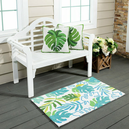 Monstera Leaf Indoor/Outdoor Hooked Rug 24"x42" | Plow & Hearth