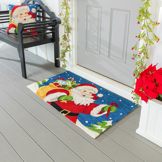 Indoor/Outdoor Hooked Rug Santa Polypropylene, 24"x42" | Plow & Hearth