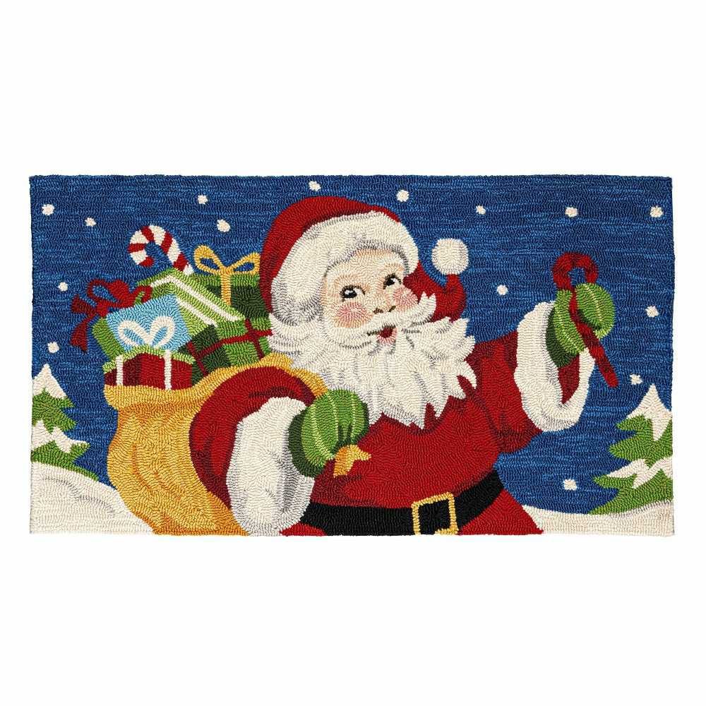 Indoor/Outdoor Hooked Rug Santa Polypropylene, 24"x42" | Plow & Hearth