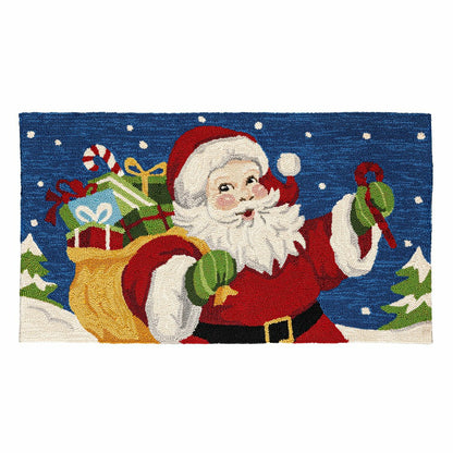 Indoor/Outdoor Hooked Rug Santa Polypropylene, 24"x42" | Plow & Hearth