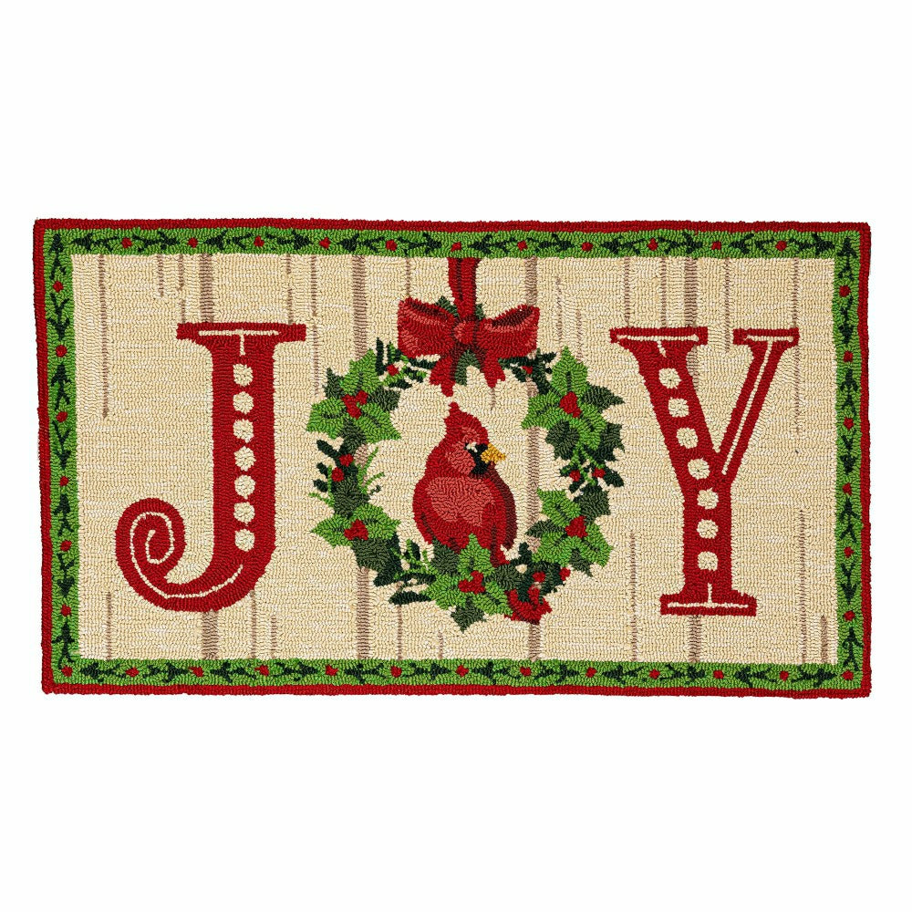 Indoor/Outdoor Hooked Rug Cardinal Joy Polypropylene, 24"x42" | Plow & Hearth