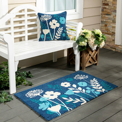 VivaStyle Gilded Meadow Indoor/Outdoor Hooked Rug, 24"x42" | Plow & Hearth
