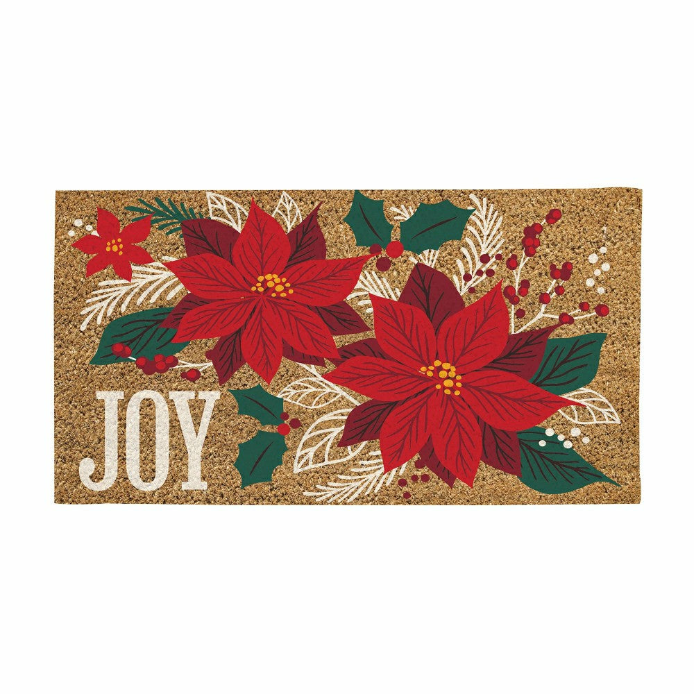 Joy Poinsettia Coir Mat | Plow & Hearth
