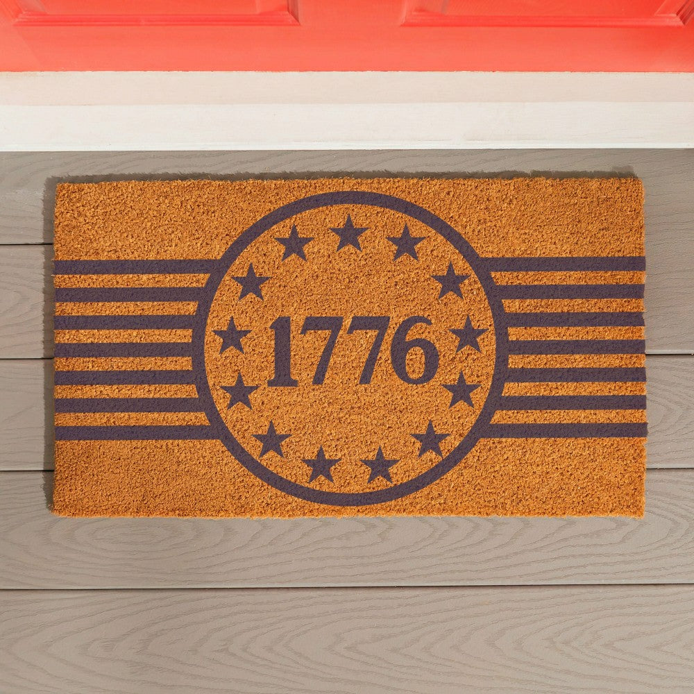 Red White & Bloom Coir Mat,"1776", 28"x16" | Plow & Hearth