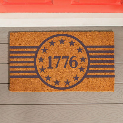 Red White & Bloom Coir Mat,"1776", 28"x16" | Plow & Hearth