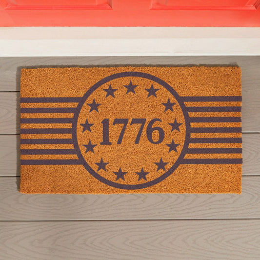 Red White & Bloom Coir Mat,"1776", 28"x16" | Plow & Hearth