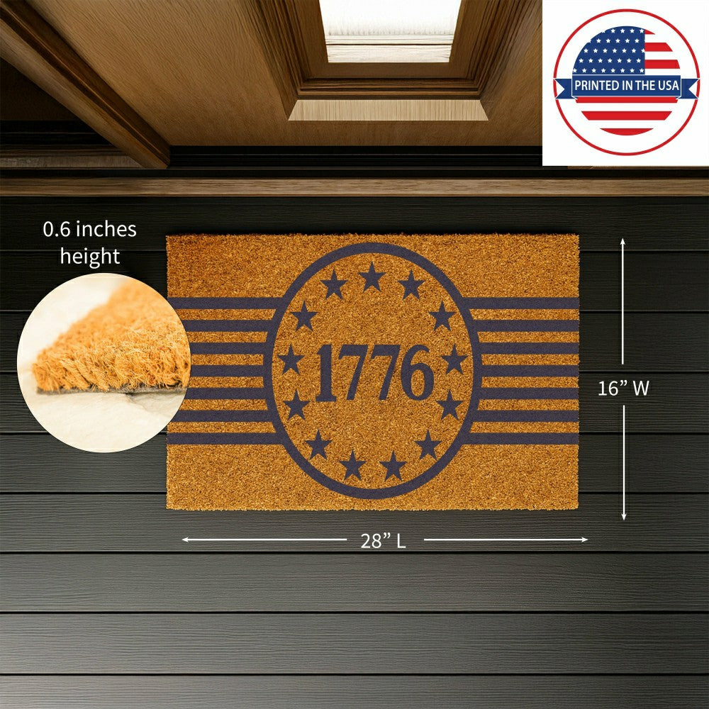 Red White & Bloom Coir Mat,"1776", 28"x16" | Plow & Hearth