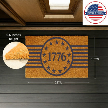 Red White & Bloom Coir Mat,"1776", 28"x16" | Plow & Hearth