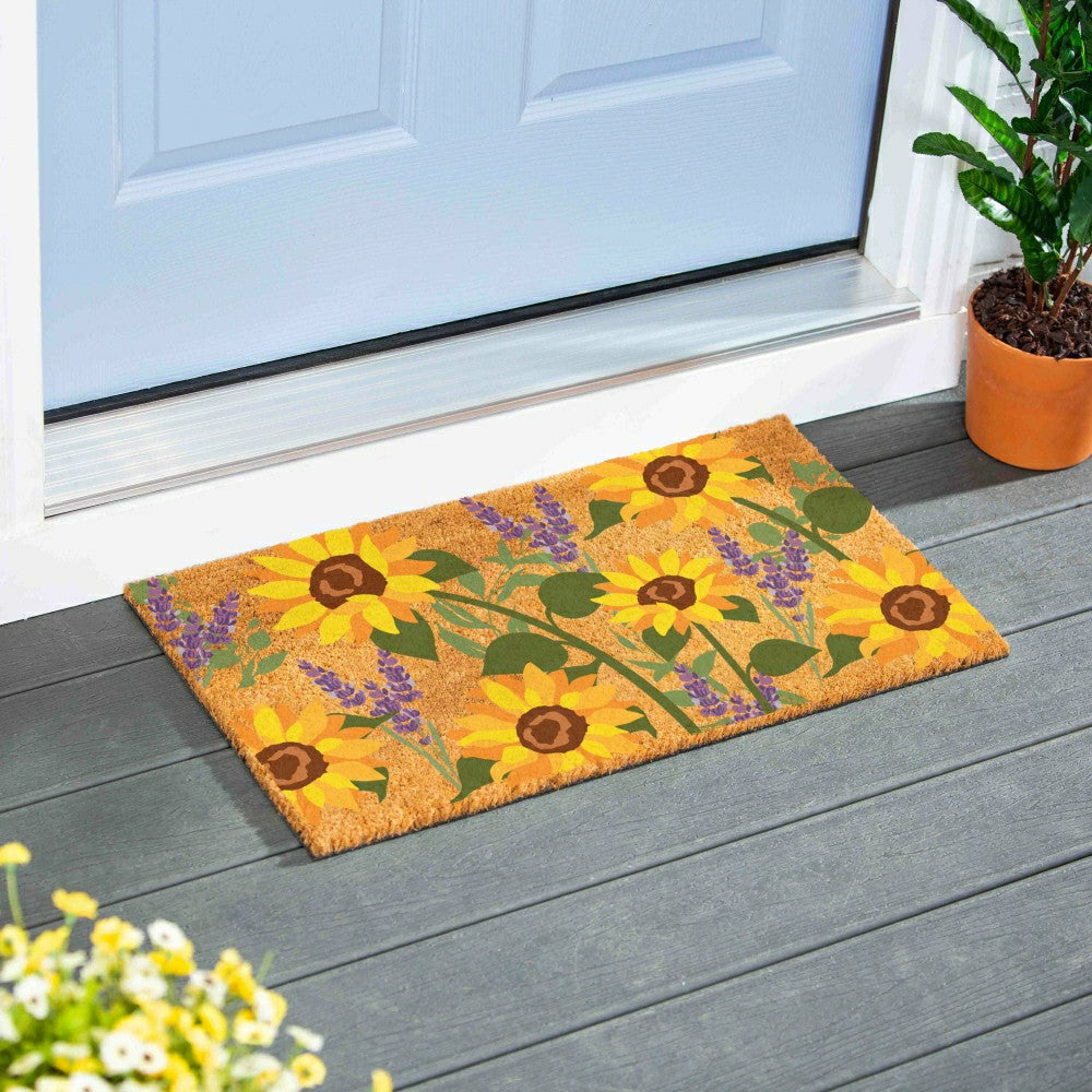 Sunflower & Lavender Coir Doormat | Plow & Hearth