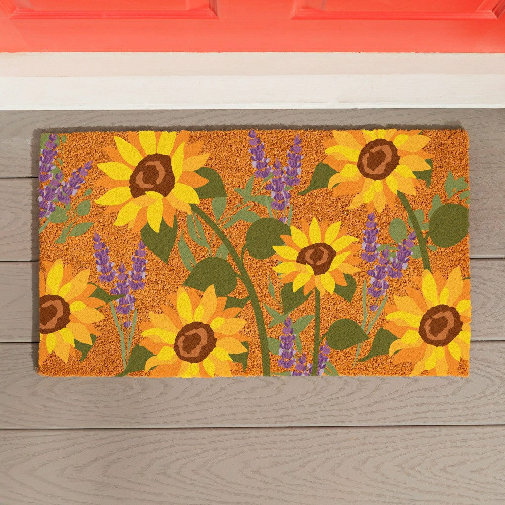 Sunflower & Lavender Coir Doormat | Plow & Hearth