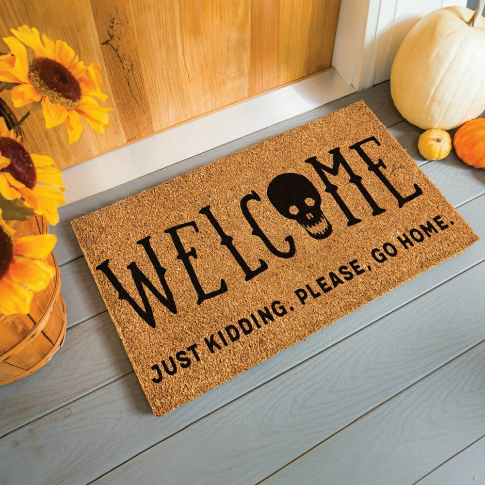 28" x 16" Nature Coir Mat, Welcome Just Kidding, Please Go Home | Plow & Hearth