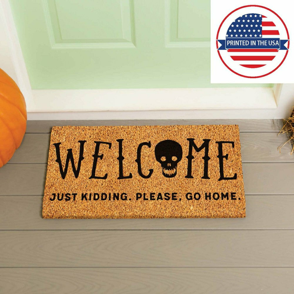 28" x 16" Nature Coir Mat, Welcome Just Kidding, Please Go Home | Plow & Hearth