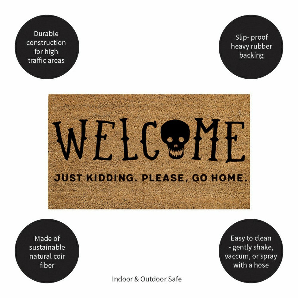28" x 16" Nature Coir Mat, Welcome Just Kidding, Please Go Home | Plow & Hearth