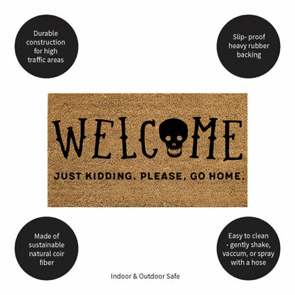 28" x 16" Nature Coir Mat, Welcome Just Kidding, Please Go Home | Plow & Hearth
