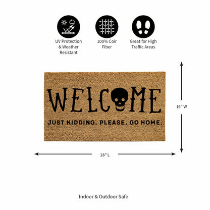 28" x 16" Nature Coir Mat, Welcome Just Kidding, Please Go Home | Plow & Hearth