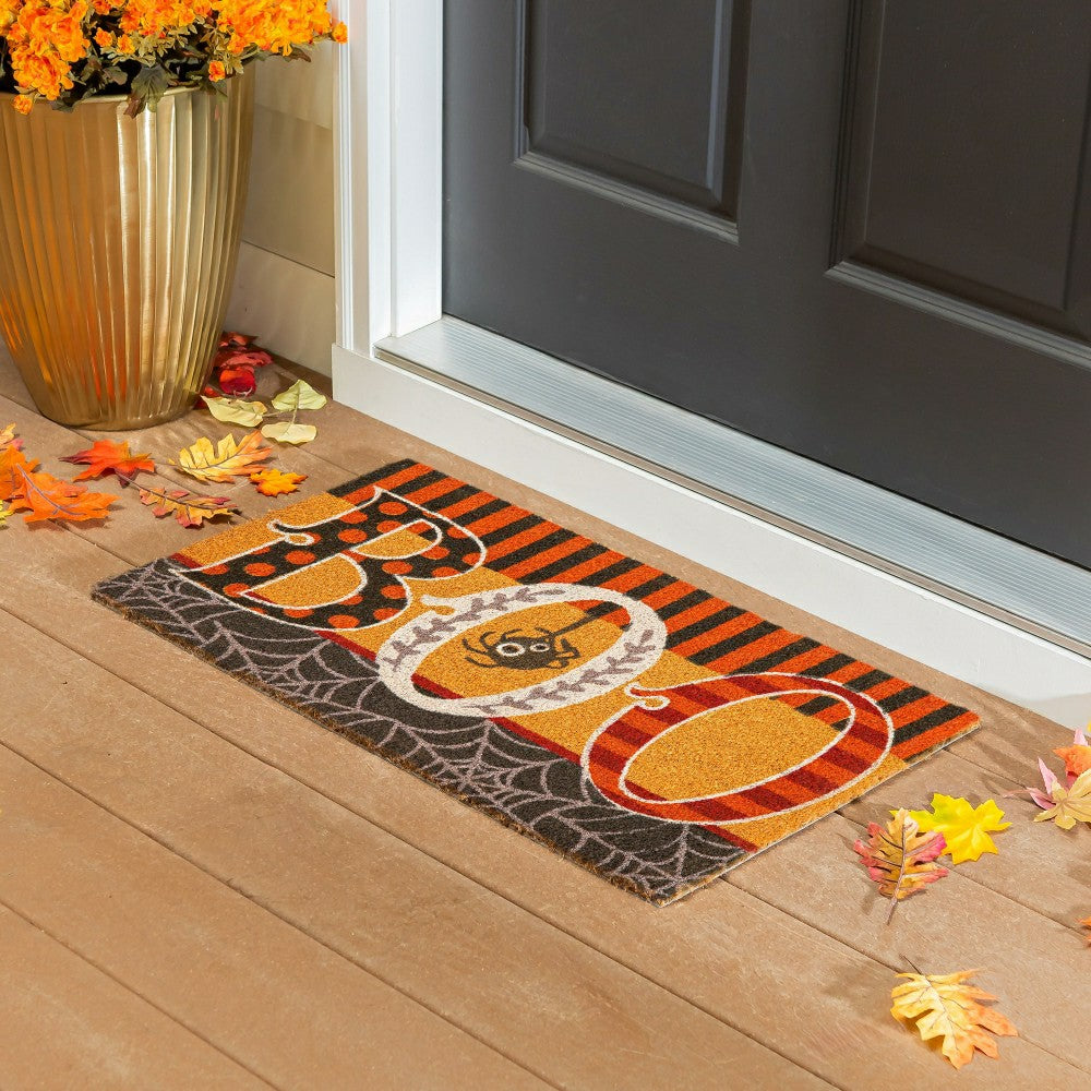 Polka Dots & Stripes Boo Coir Mat | Plow & Hearth