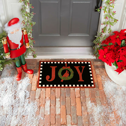Joy To The World Wreath Coir Mat | Plow & Hearth