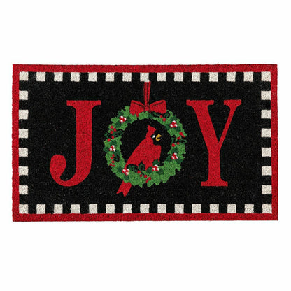 Joy To The World Wreath Coir Mat | Plow & Hearth