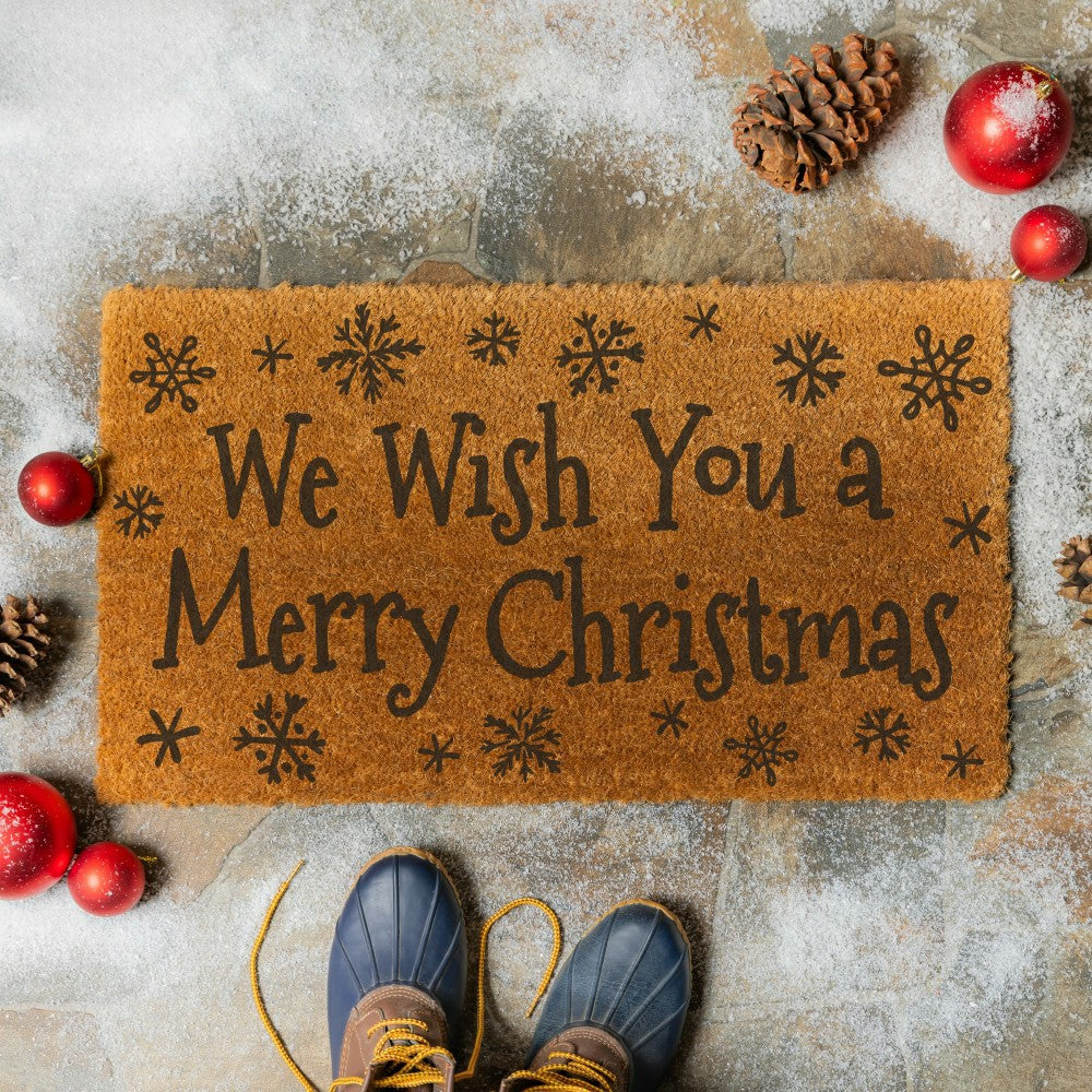 Coir Mat, "WE WISH YOU A MERRY CHRISTMAS", 28"x16" | Plow & Hearth