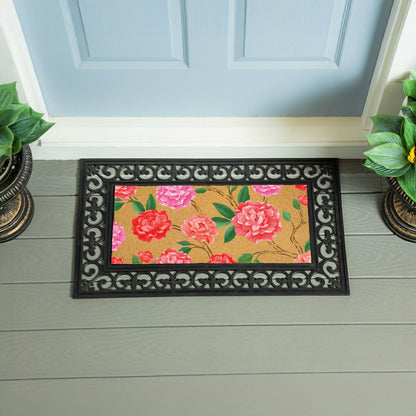 EG Studio Home Coordinates Roses Flocked Coir Sassafras Switch Mat, 22"x10" | Plow & Hearth