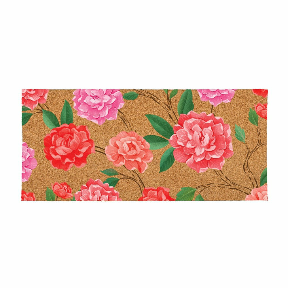 EG Studio Home Coordinates Roses Flocked Coir Sassafras Switch Mat, 22"x10" | Plow & Hearth