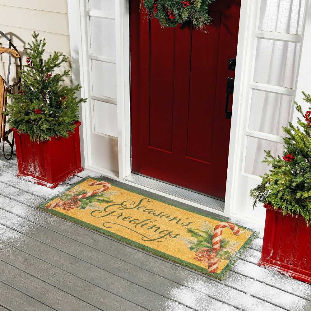 Season's Greetings, Coir Mat, 24"x60" | Plow & Hearth