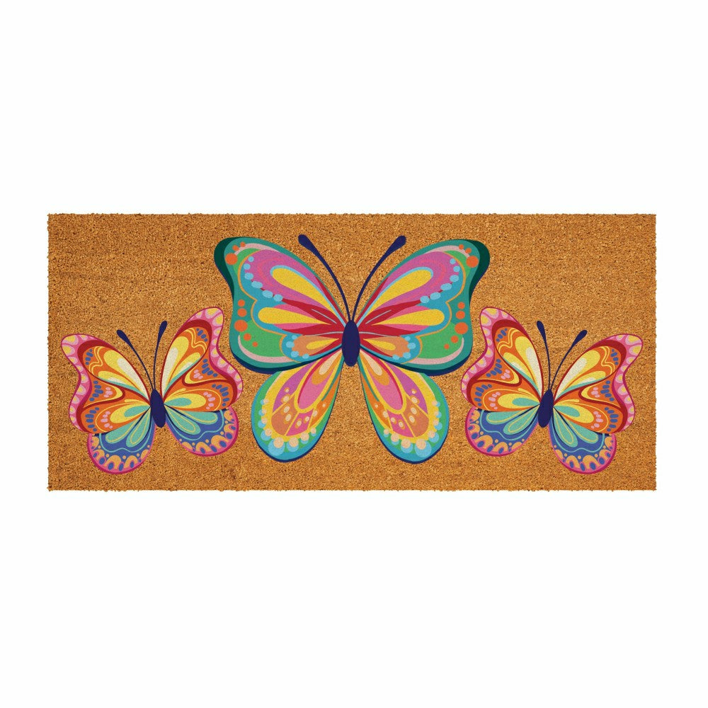 Bunny Blooms Bows & Butterfly, Flocked Coir Sassafras Switch Mat 22"x1 | Plow & Hearth