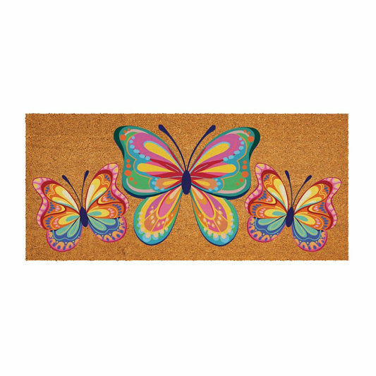 Bunny Blooms Bows & Butterfly, Flocked Coir Sassafras Switch Mat 22"x1 | Plow & Hearth