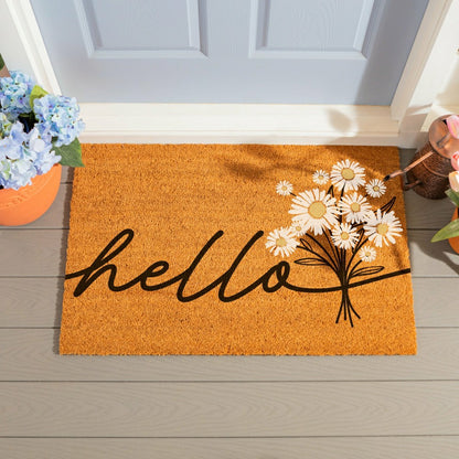 EG Studio Home Coordinates Dandelion Coir Mat, Hello 36x24" | Plow & Hearth