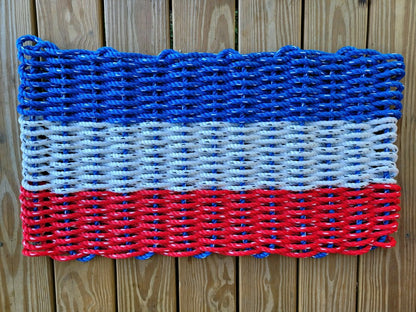 RED WHITE and BLUE stripe Lobster Rope Mat | Plow & Hearth