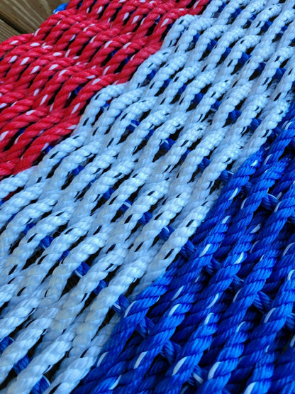 RED WHITE and BLUE stripe Lobster Rope Mat | Plow & Hearth