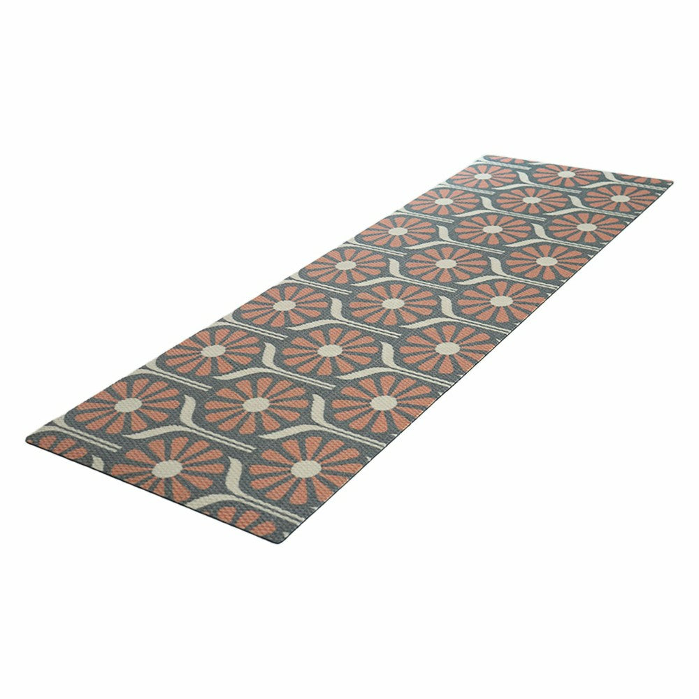 Neighburly Retro Daisies Doormat ,Pink/Grey Double Door | Plow & Hearth