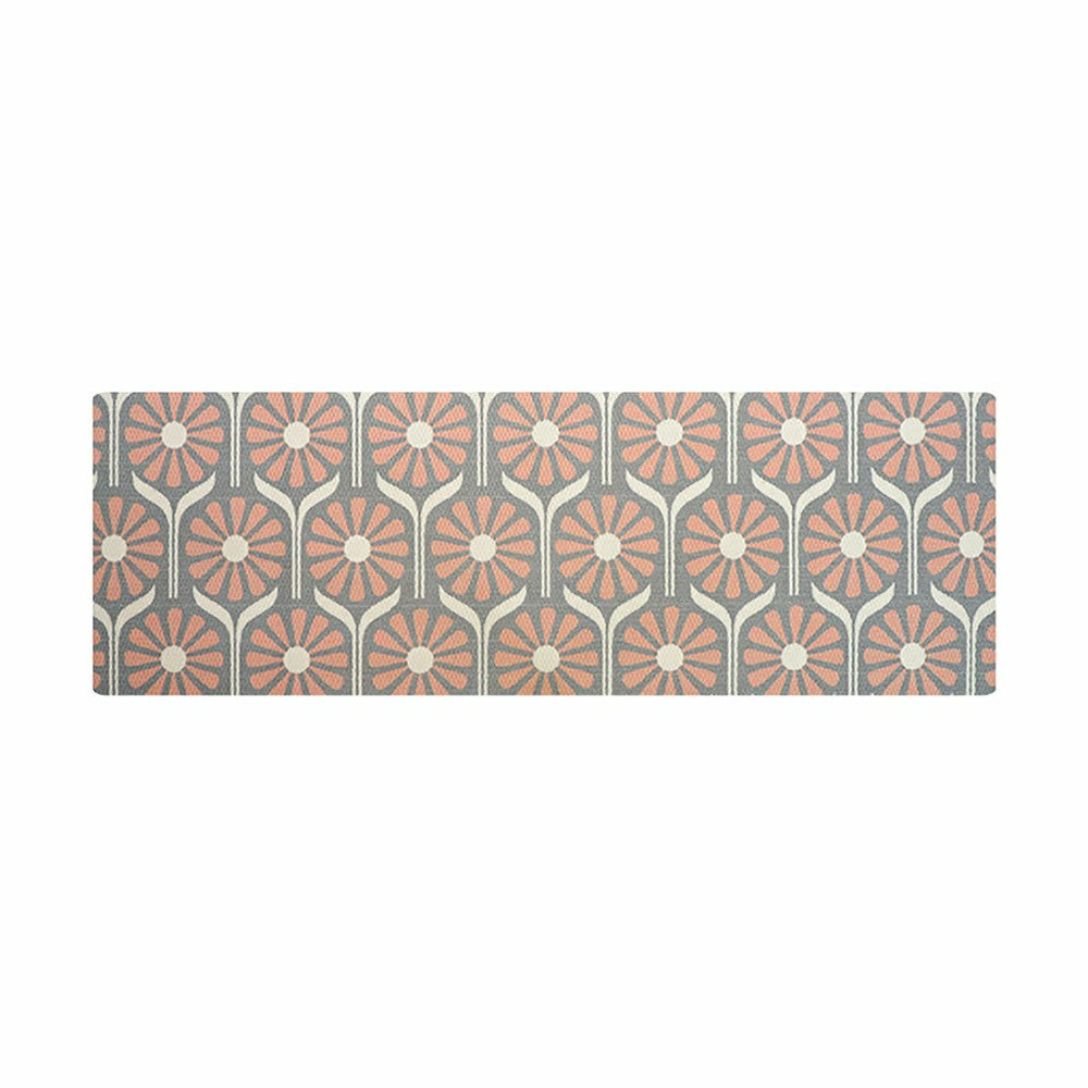 Neighburly Retro Daisies Doormat ,Pink/Grey Double Door | Plow & Hearth