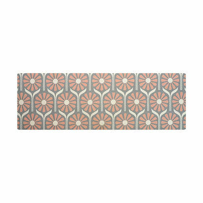 Neighburly Retro Daisies Doormat ,Pink/Grey Double Door | Plow & Hearth