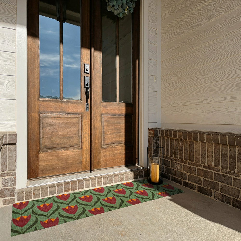 Neighburly Buttercups Doormat, Berry & Sage Double Door | Plow & Hearth