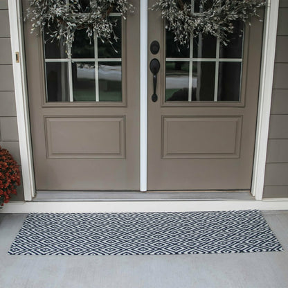 Neighburly Diamond Dot Coir Doormat, Black & White Double Door | Plow & Hearth