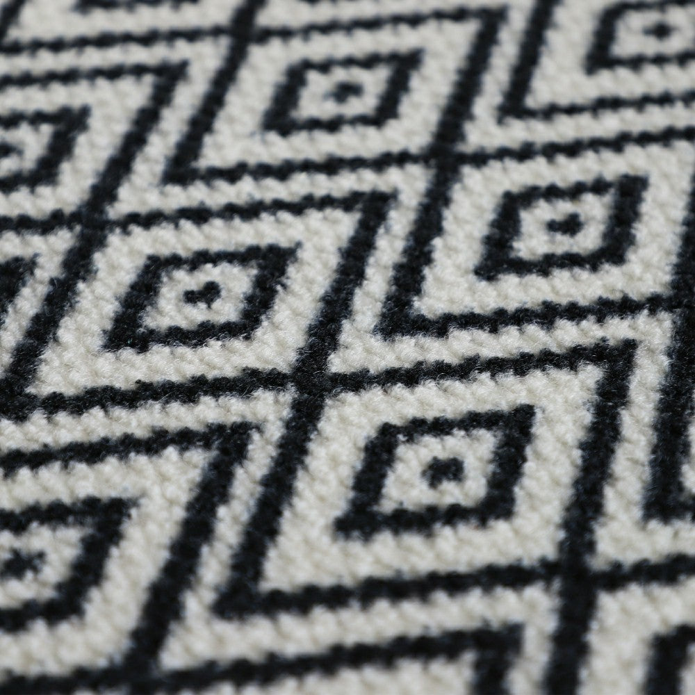 Neighburly Diamond Dot Coir Doormat, Black & White Double Door | Plow & Hearth