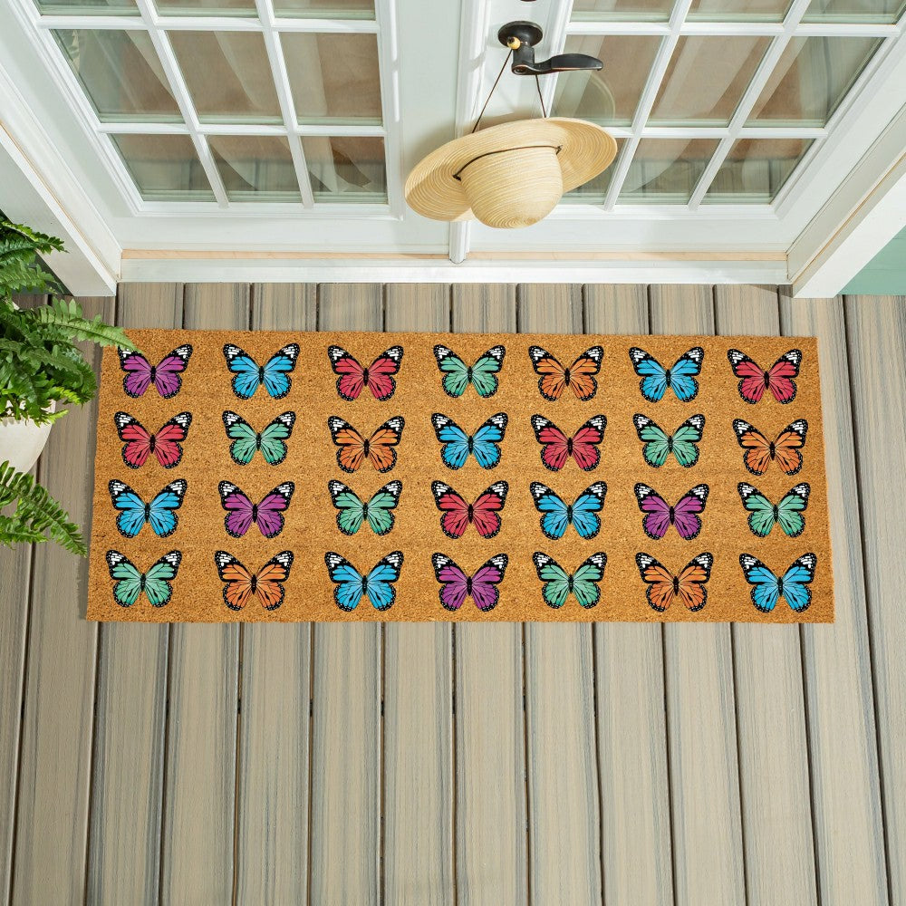 What She Shed Butterfly Family, Coir Mat, 60"x24" | Plow & Hearth