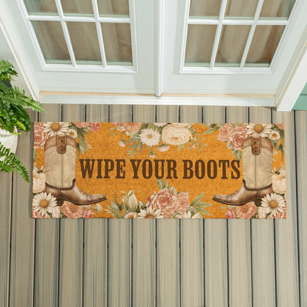 Petal & Plow Floral Boots, Coir Mat, 60"x24" | Plow & Hearth