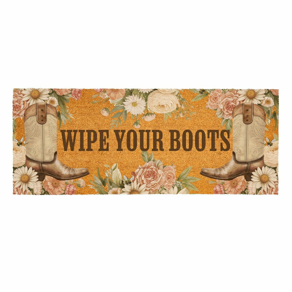 Petal & Plow Floral Boots, Coir Mat, 60"x24" | Plow & Hearth