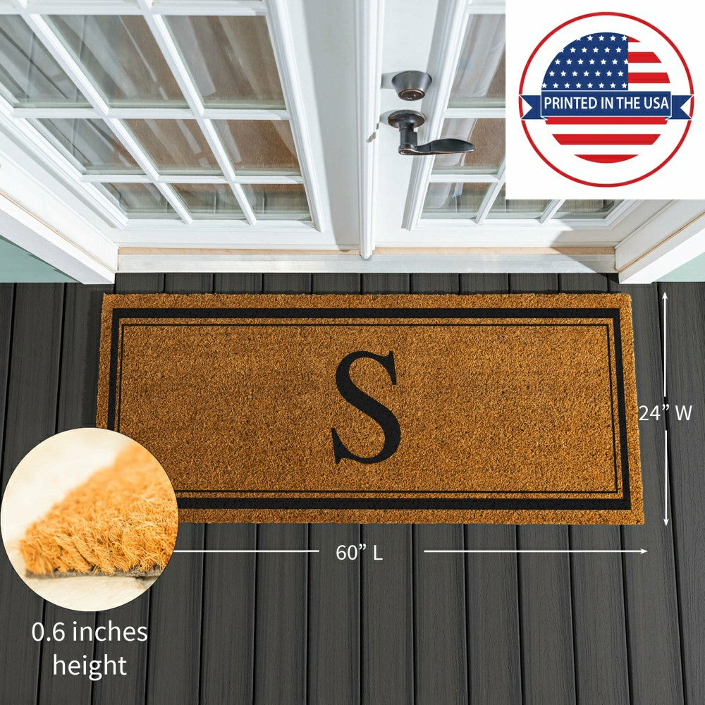 Monogram Coir Mat 60"x24", Letter S | Plow & Hearth
