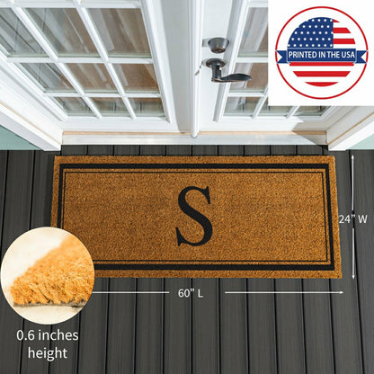 Monogram Coir Mat 60"x24", Letter S | Plow & Hearth