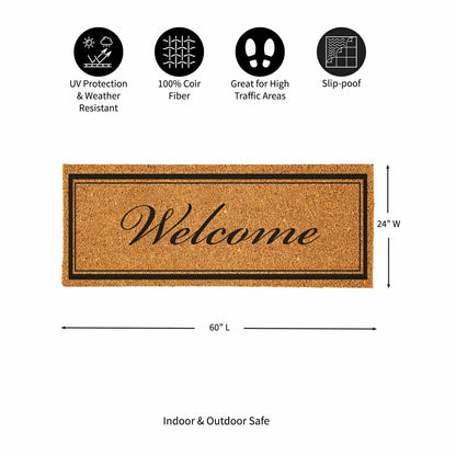 Large Format Welcome Coir Mat, 2' x 5' | Plow & Hearth